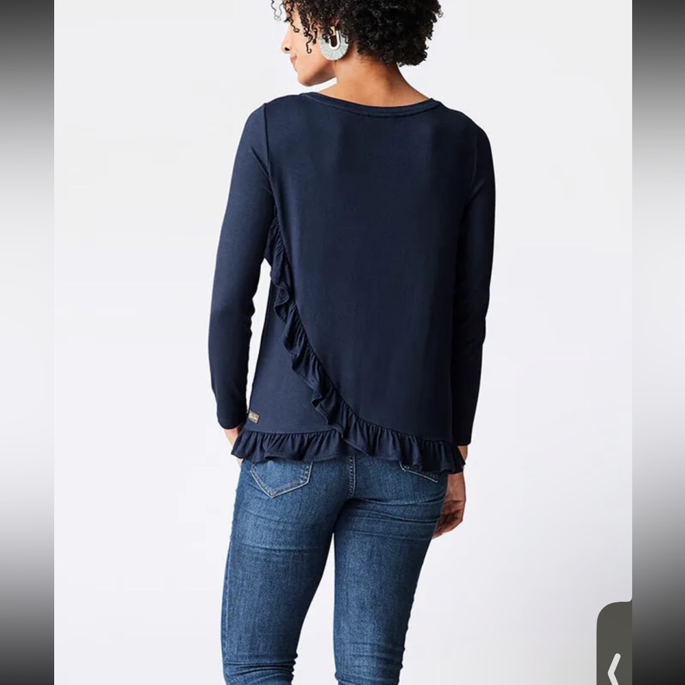 Matilda Jane Stay Warm Top in Navy Ruffle - Size Small